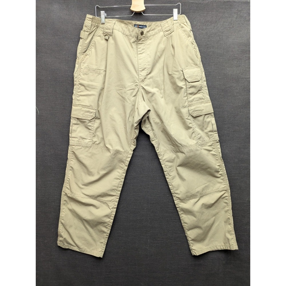 5.11 Tactical Series Pants Khaki Cargo Straight Leg Work Pants Elastic Men 40x32